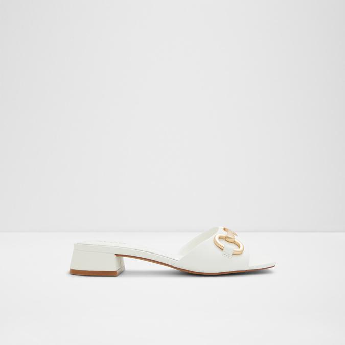 Faiza Women's White Block Heel Sandals