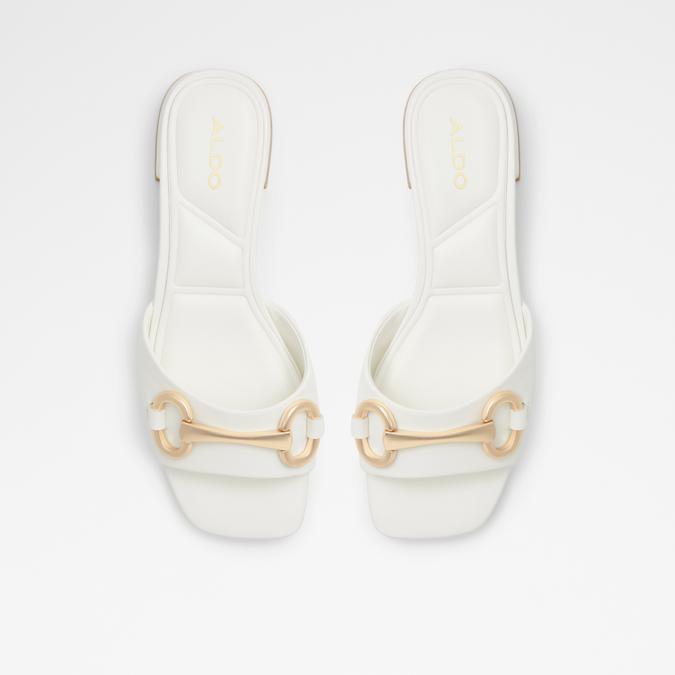 Faiza Women's White Block Heel Sandals